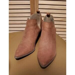 Lulus Marca Rust Vegan Suede Booties Womens Boots 2" Heel Brown Size 9